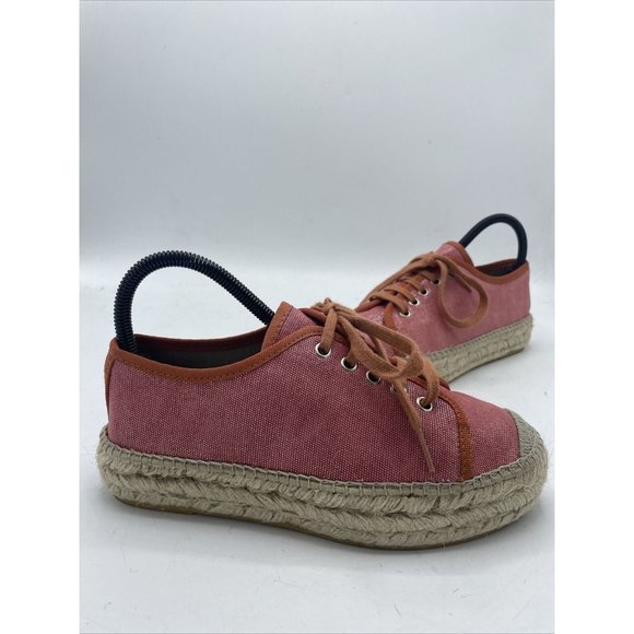 LA MAISON DE L'ESPADRILLE Color espadrilles 38 Coral Lace Up Shoes Made In Spain - Picture 3 of 11